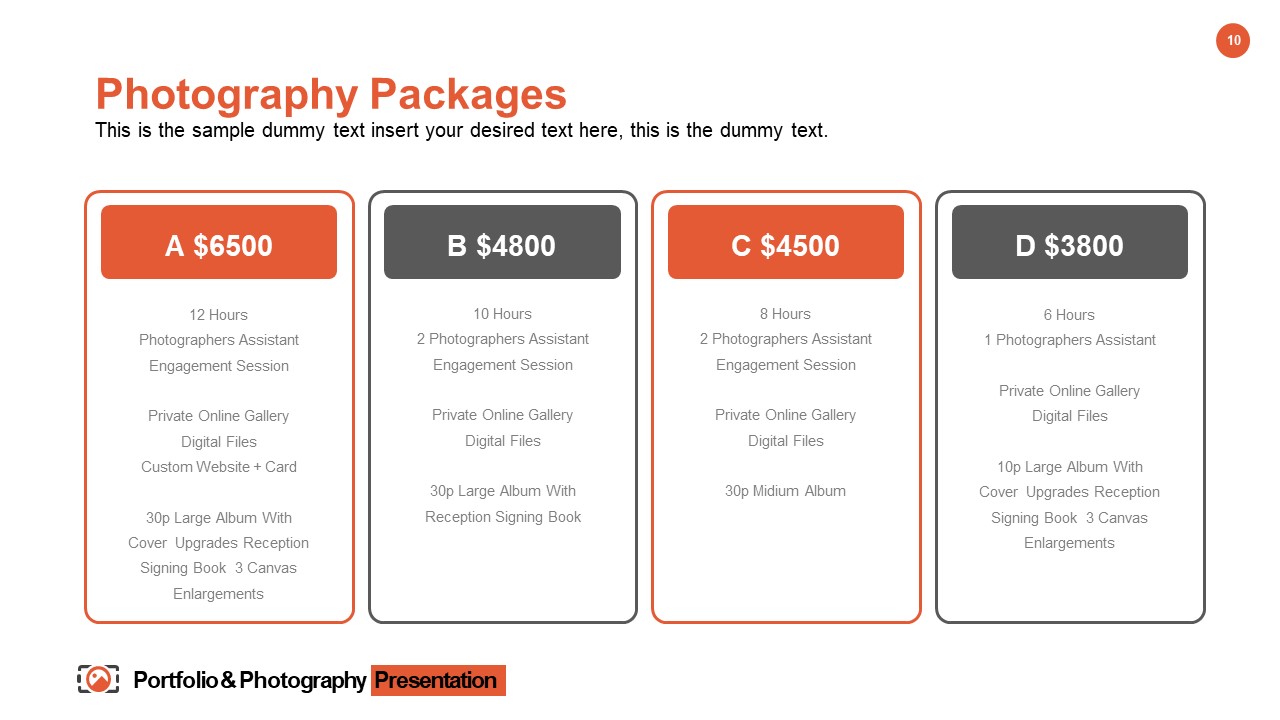 Photography Packages In Powerpoint Slidemodel