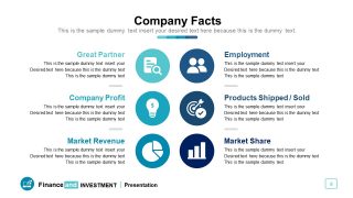 6 bullet points with financial analysis icons 