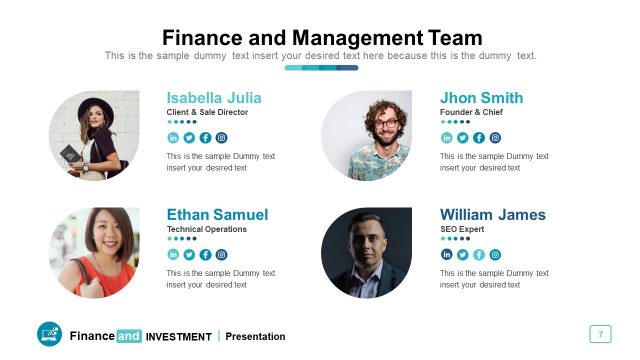 Finance and Management Team Portfolio Template