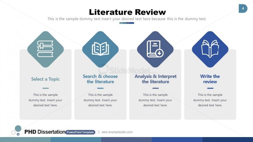 Literature Review PowerPoint 4 Sections - SlideModel