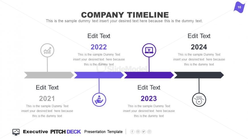 Horizontal Timeline PowerPoint Executive Pitch Deck 