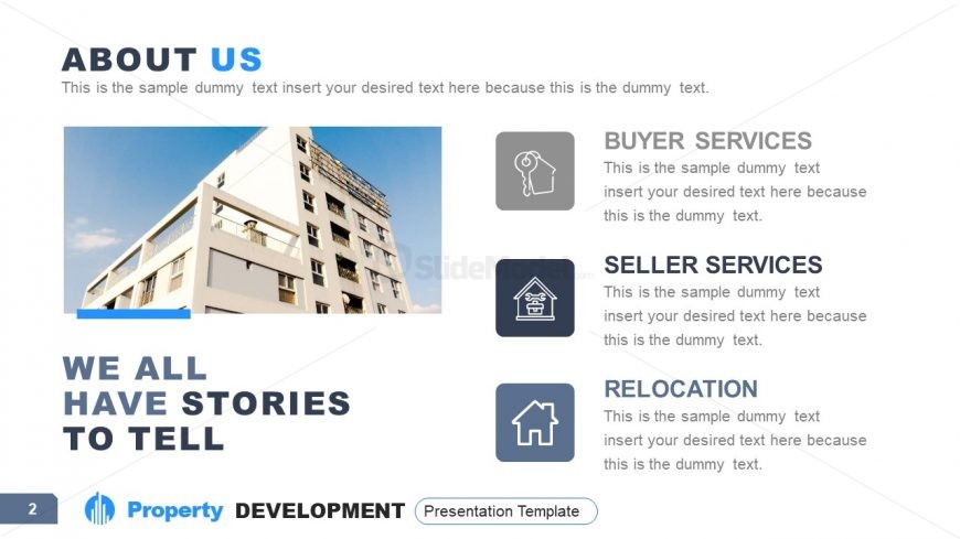 Company About Us Layout for Property Development