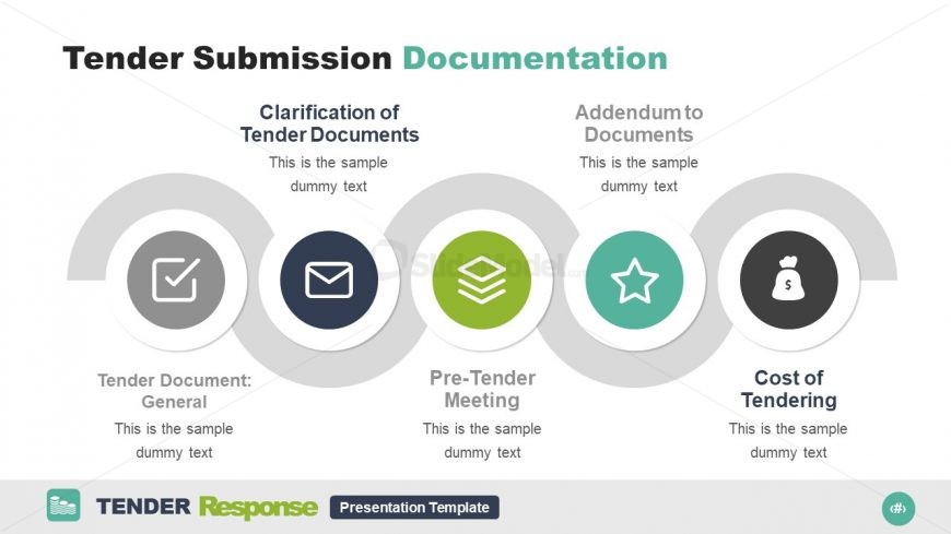 Curved Timeline 5 Steps Diagram