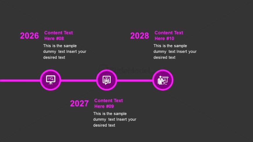 Horizontal Timeline Template Creative Purple PowerPoint