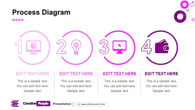 Creative Purple 4 Steps PowerPoint Slide
