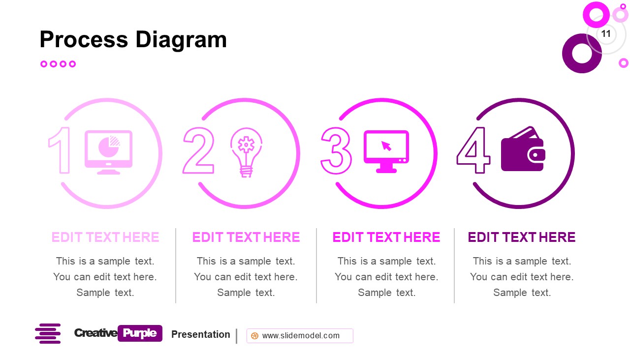 4 Steps Template Creative Purple PowerPoint