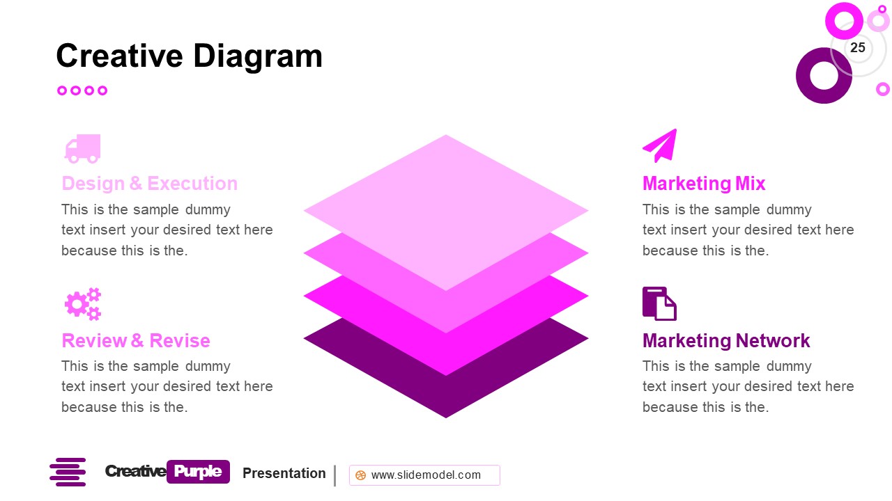 Stack Diagram Template Creative Purple PowerPoint