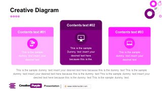 3 Column Template Creative Purple PowerPoint