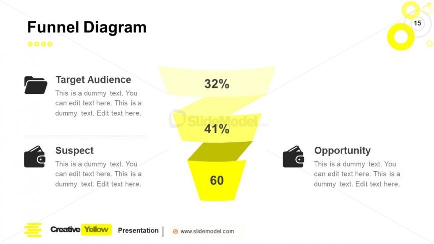 PowerPoint Funnel Diagram Slide Yellow Theme