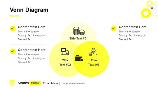 Venn Diagram PowerPoint Yellow Template