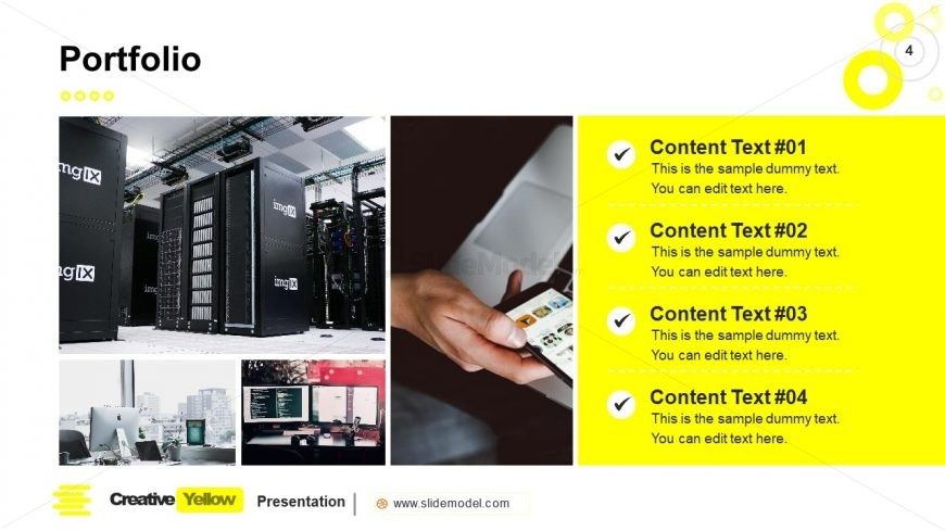 PowerPoint Portfolio Gallery Slide Yellow Theme