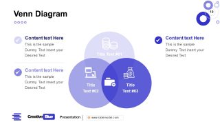 3 Segment Venn Diagram PowerPoint Business PowerPoint Blue