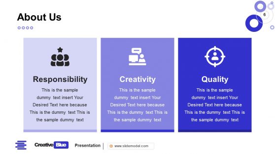 Creative Blue PowerPoint About Segments Slide