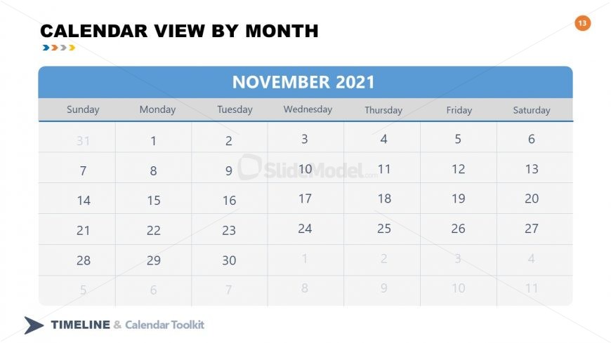 PPT Slide November Calendar 2021