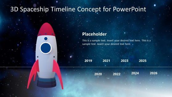 Animated 3D Spaceship Timeline Concept for PowerPoint