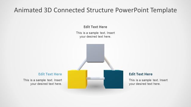 3 Item Animated 3D Connected Structure PowerPoint Template
