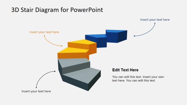 Animated 3D Three Segments Stairs Diagram Template for PowerPoint