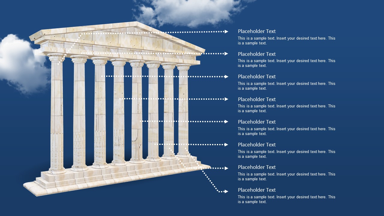 Animated 3D 8-Pillar Diagram Description Slide