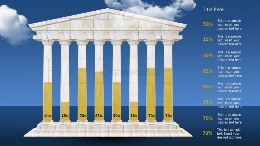 3D 8-Pillar Diagram PowerPoint Template