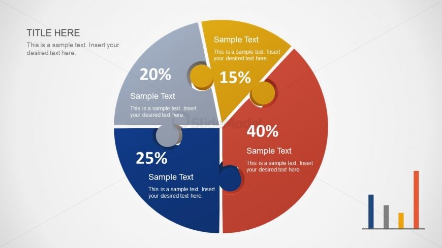 PowerPoint 4 Steps Pie Chart 3D Jigsaw 