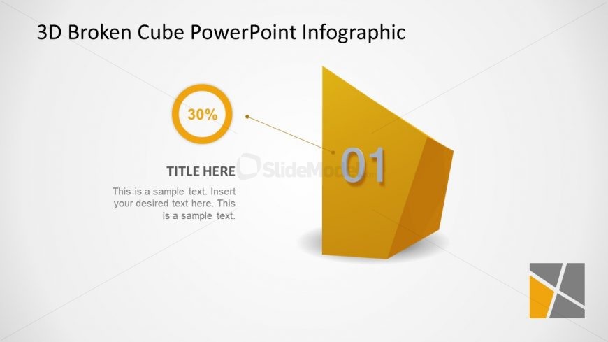 3D Model of Broken Cube 1 Segment Shape PPT