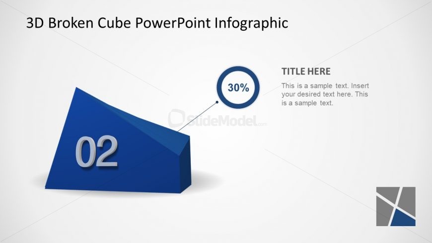 3D Model of Broken Cube 2 Segment Shape PPT