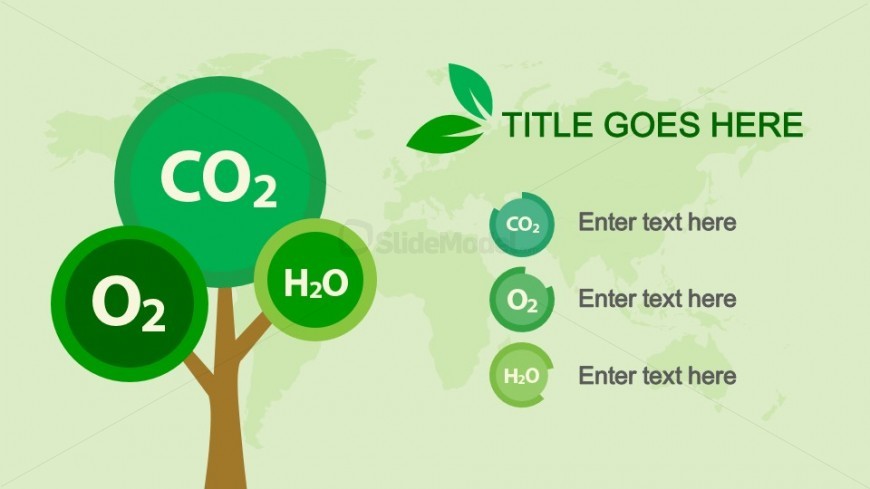 CO2, O2 & H2O Slide Design with Tree Clipart for PowerPoint