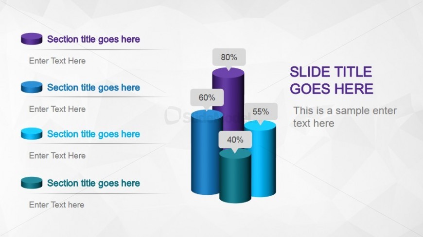 Cylinder Bar Chart Slide Design for PowerPoint