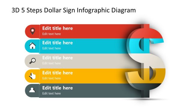 3D 5 Steps Dollar Sign Infographic Diagram