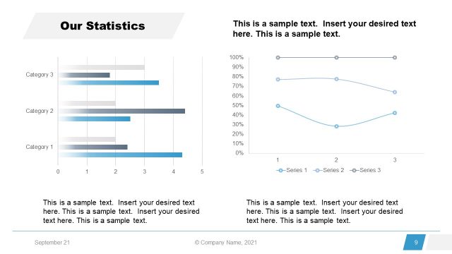 Statistics Charts Annual Report PowerPoint Slide