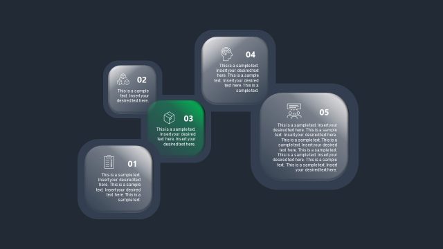 PowerPoint Diagram of Gradient Squares Step 3