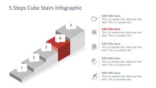 PowerPoint 3D Cube Diagram Stair 4