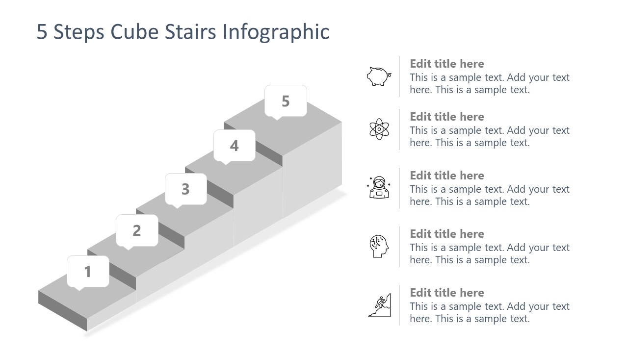 Flat PowerPoint Diagram Stairs Template 