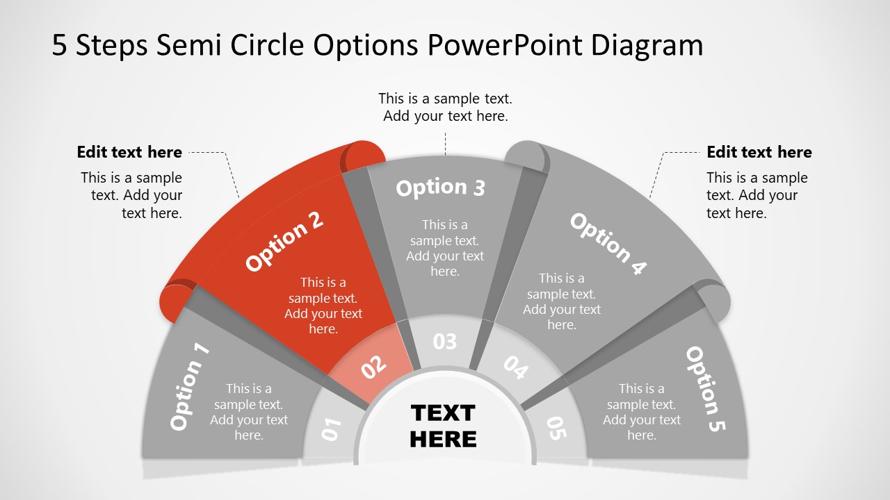 PPT 5 Steps Option 2 Semi Circle Diagram 