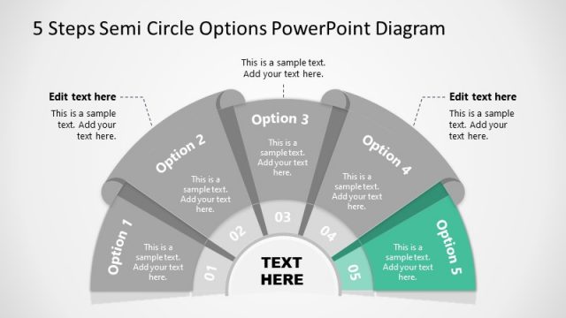 Step 5 of 5 Options Semicircle PowerPoint