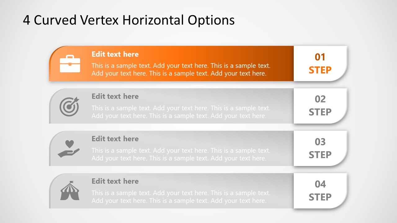 Powerpoint Options Horizontal Diagram Step Slidemodel