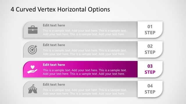 PowerPoint 4 Options Horizontal Diagram Step 3