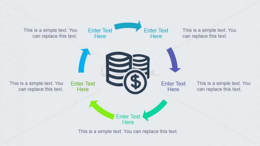 Circular Diagram for PowerPoint with 5 Arrows