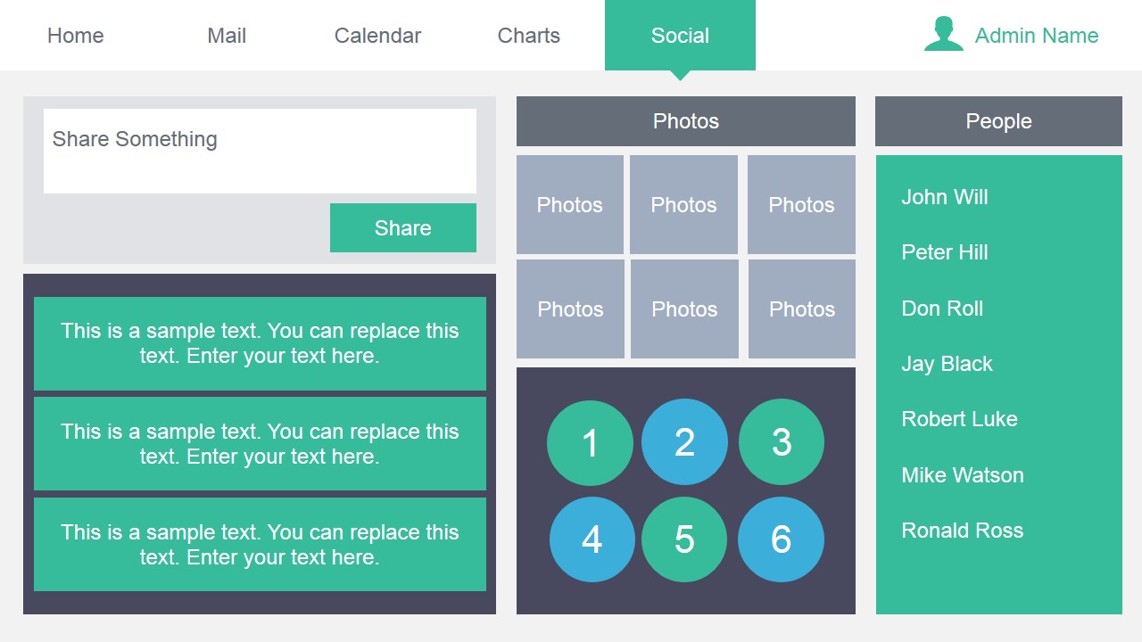 Admin Dashboard PowerPoint Template - SlideModel