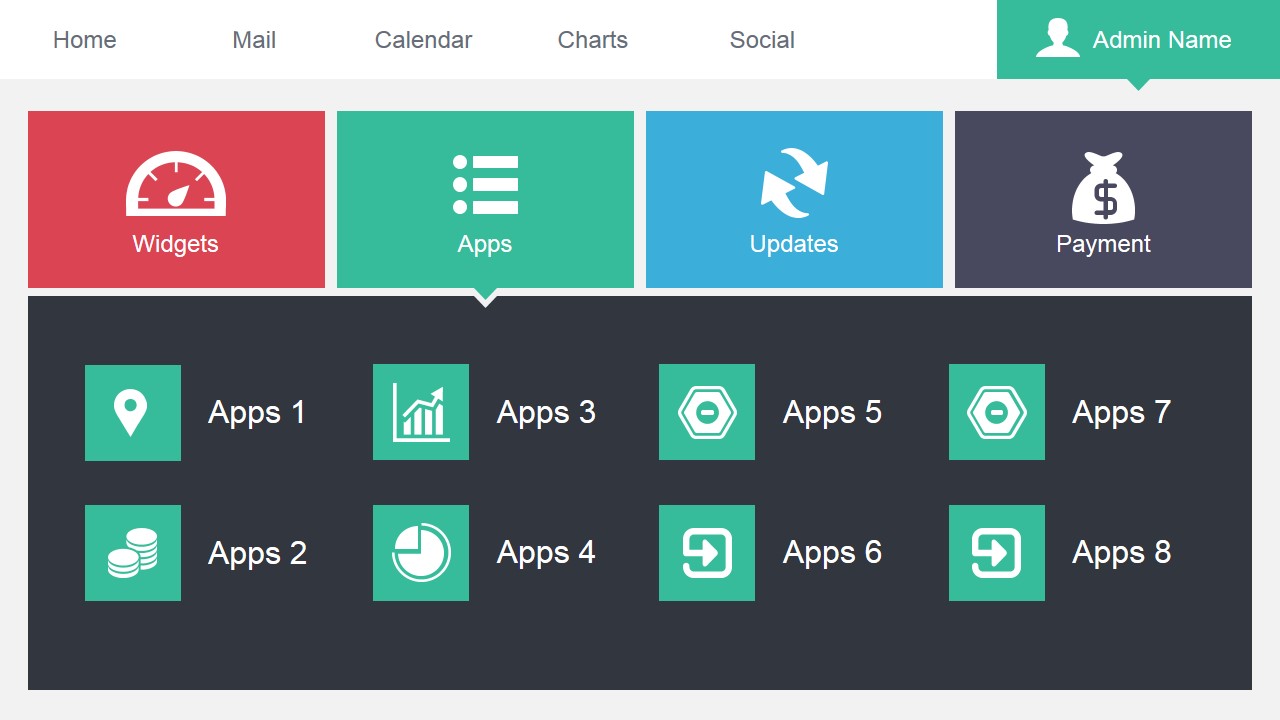 Data Dashboard Apps Menu Slide