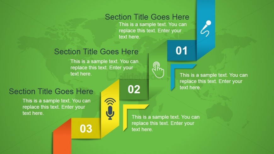 Animated Ribbon Slide Design with Text Boxes