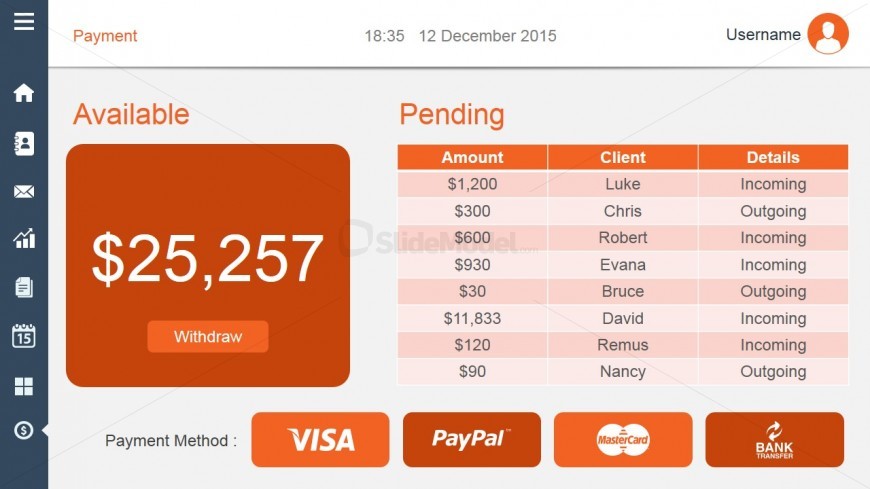 Available & Pending Payments Slide Design