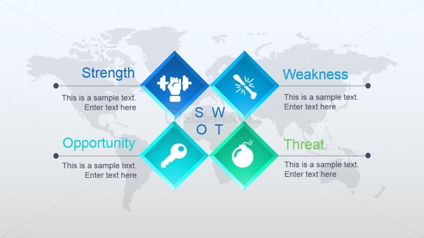 Simple SWOT Diagram with PowerPoint Icons