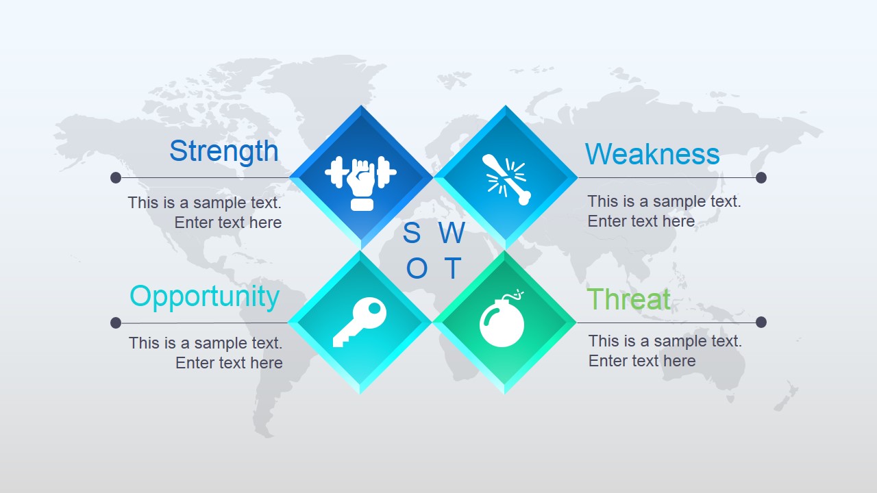 Simple SWOT Diagram with PowerPoint Icons