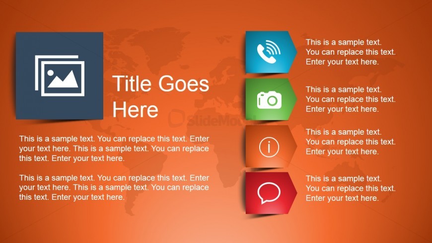 Product Slide Design with 4 Text Boxes
