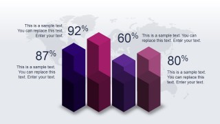 Flat 3D Shapes Bar Chart Idea for PowerPoint