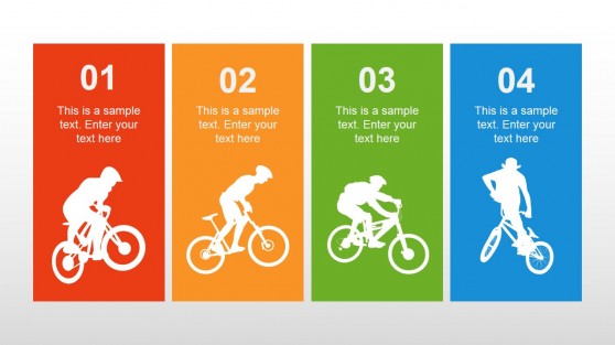 4 Text Columns with Bike Icons for PowerPoint