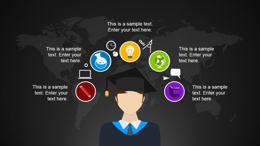 Graduation Cartoon Illustration with PowerPoint Icons