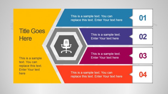 Unique Office Slide Design with Hexagon Shape and 4 Steps