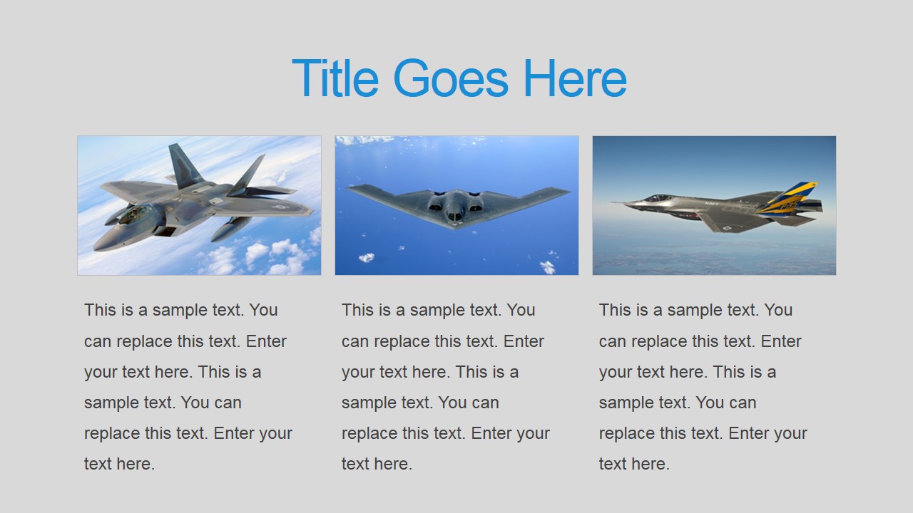 Three Tiles Military Air Force PowerPoint Slide - SlideModel In Air Force Powerpoint Template